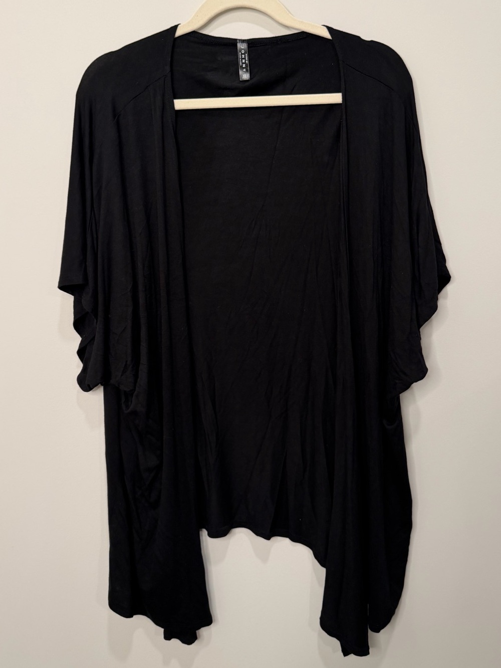 Made By Johnny Black Draped Open Front Cardigan Kimono Top Size XL